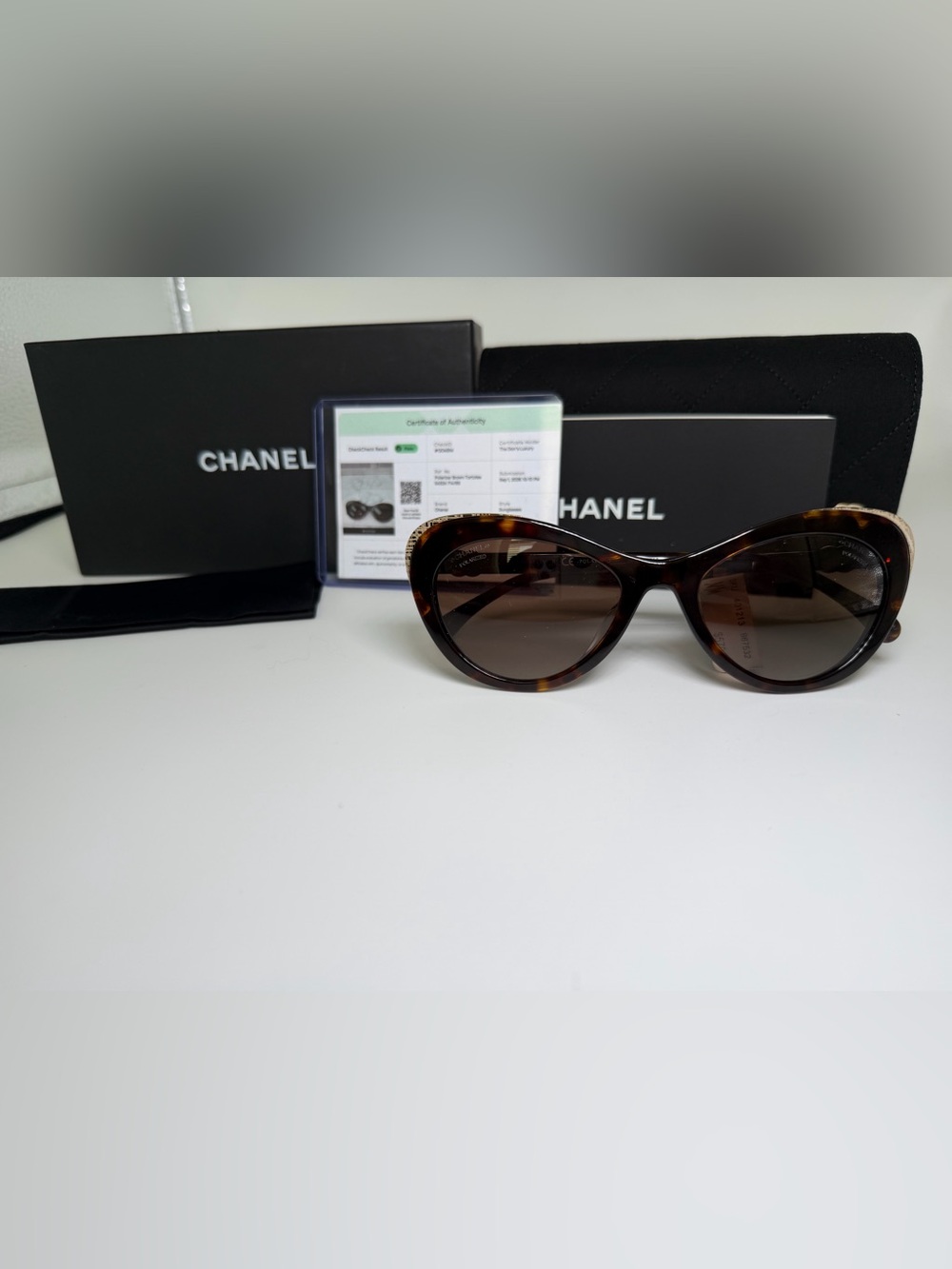 NWT CHANEL Women's Tortoiseshell Cat Eye Sunglasses